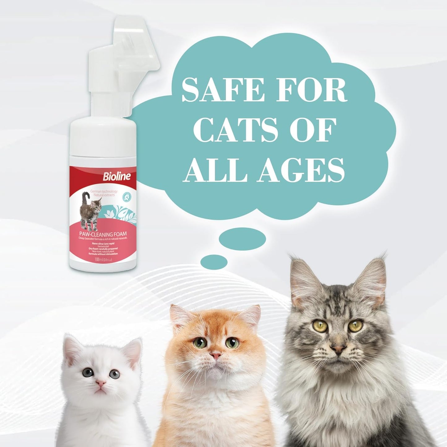 Bioline paw cleaning foam for cat 100 ml, multicolor
