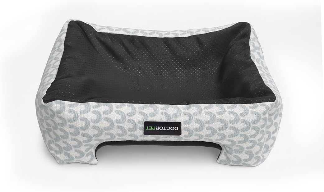 Doctor Pet Block Rectangle Pet Bed Small - Blue - Premium Waterproof Bed with Sustainable Filling, Non-Slip Base & Durable Exterior – 60 x 50 x 19 cm