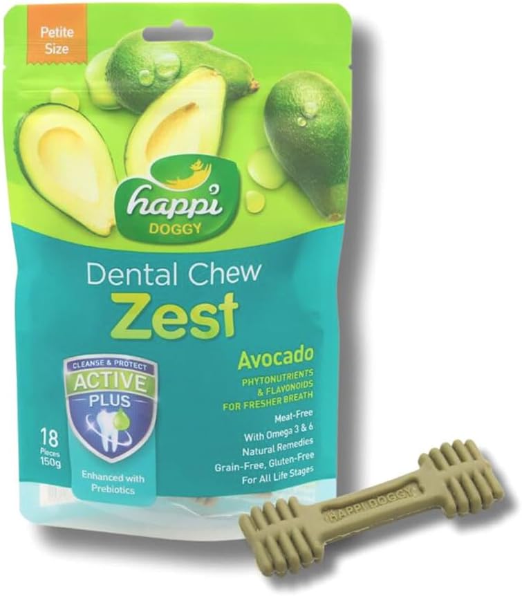 Happi Doggy Dental Chew Zest - Avocado - 2.5" (18 pieces) - 150g