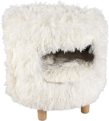 Duvo Cat House with Long Plush 31x31x34cm White