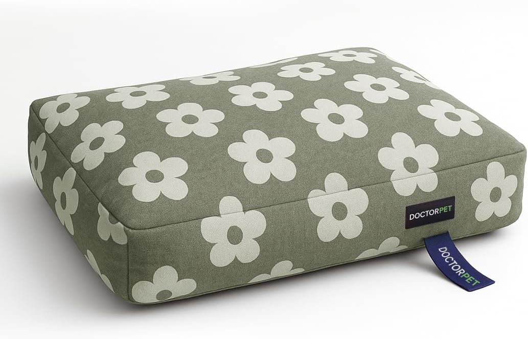 Doctor Pet Cozy Pet Mattress Medium - Green - Soft & Durable Washable Dog & Cat Bed with Sustainable Filling and Non-Slip Base – 85 x 55 x 15 cm