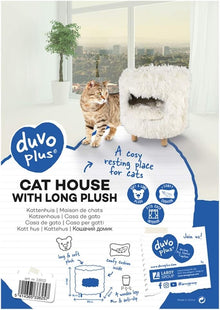 Duvo Cat House with Long Plush 31x31x34cm White