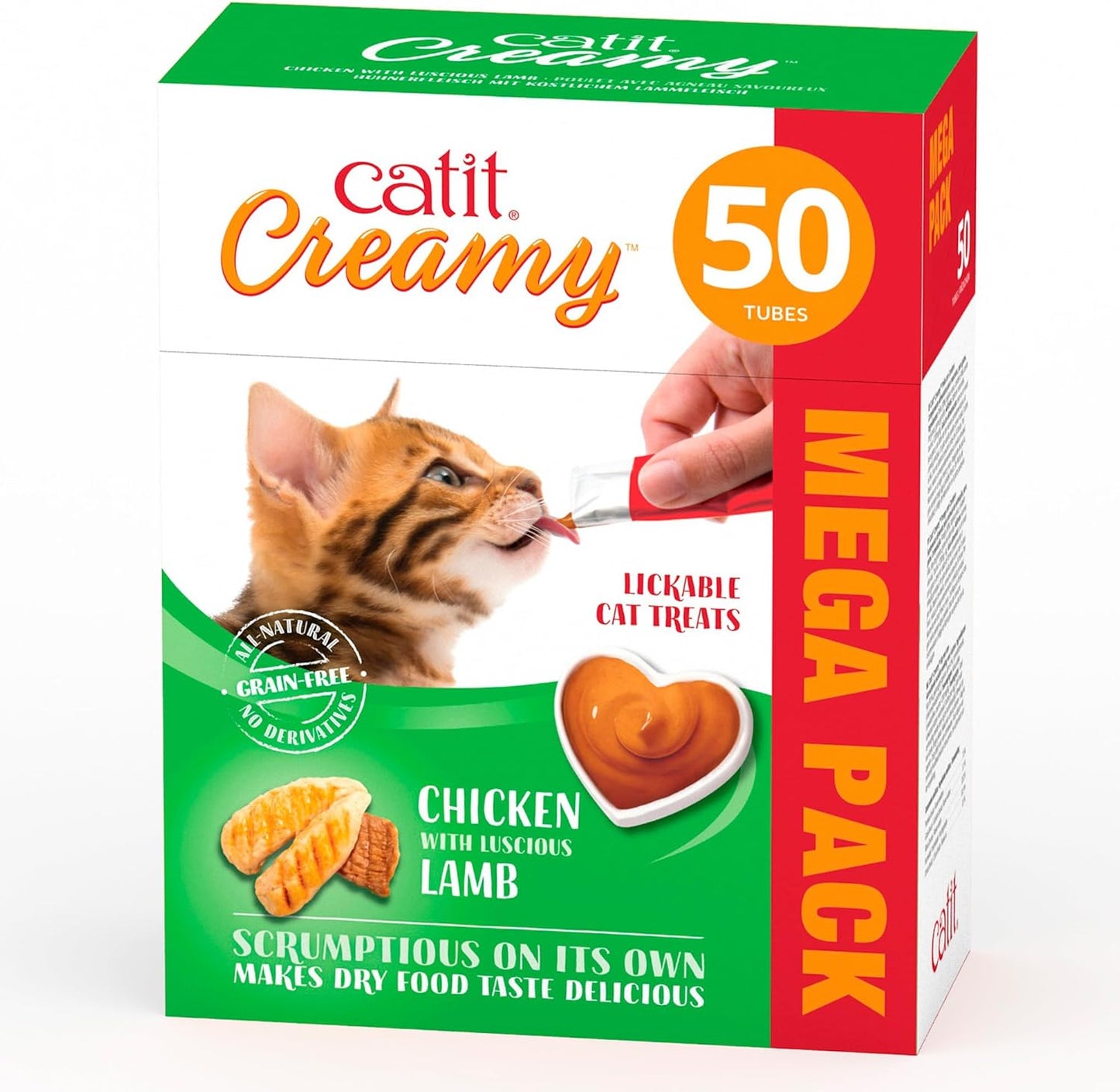 Catit Creamy Treats Mega Pack Chicken with Lamb, 50 tubes/box