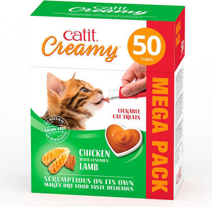 Catit Catit Creamy Treats Mega Pack Chicken with Lamb, 50 tubes/box