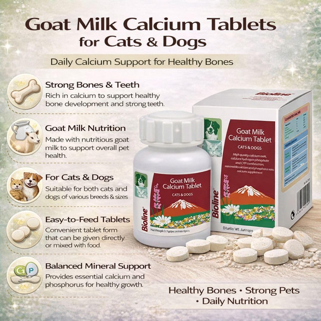 Bioline Goat Milk Calcium Tablet for Cats and Dogs 160 Tablets