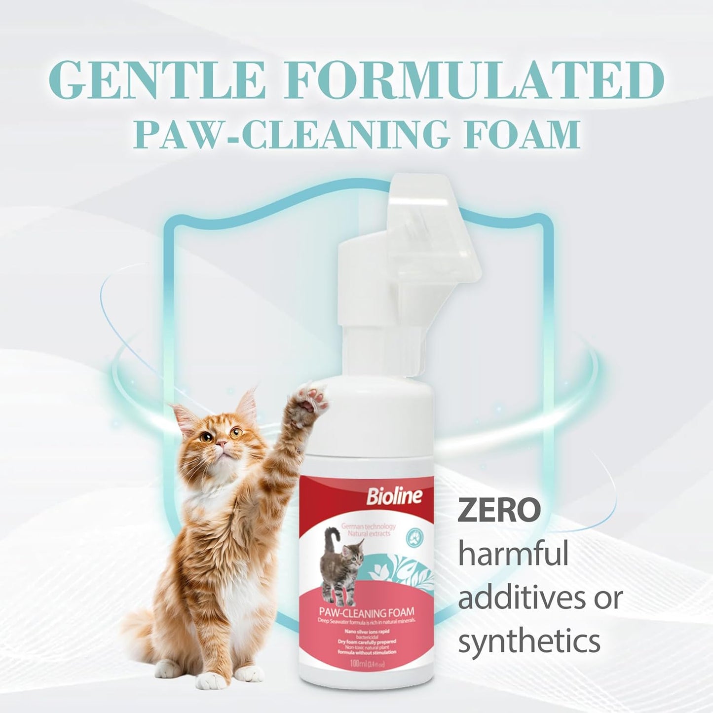 Bioline paw cleaning foam for cat 100 ml, multicolor