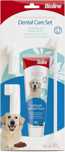 Bioline Dental Care Set, Cleans Teeth and Freshens Breath Beef Flavor -100 Gm