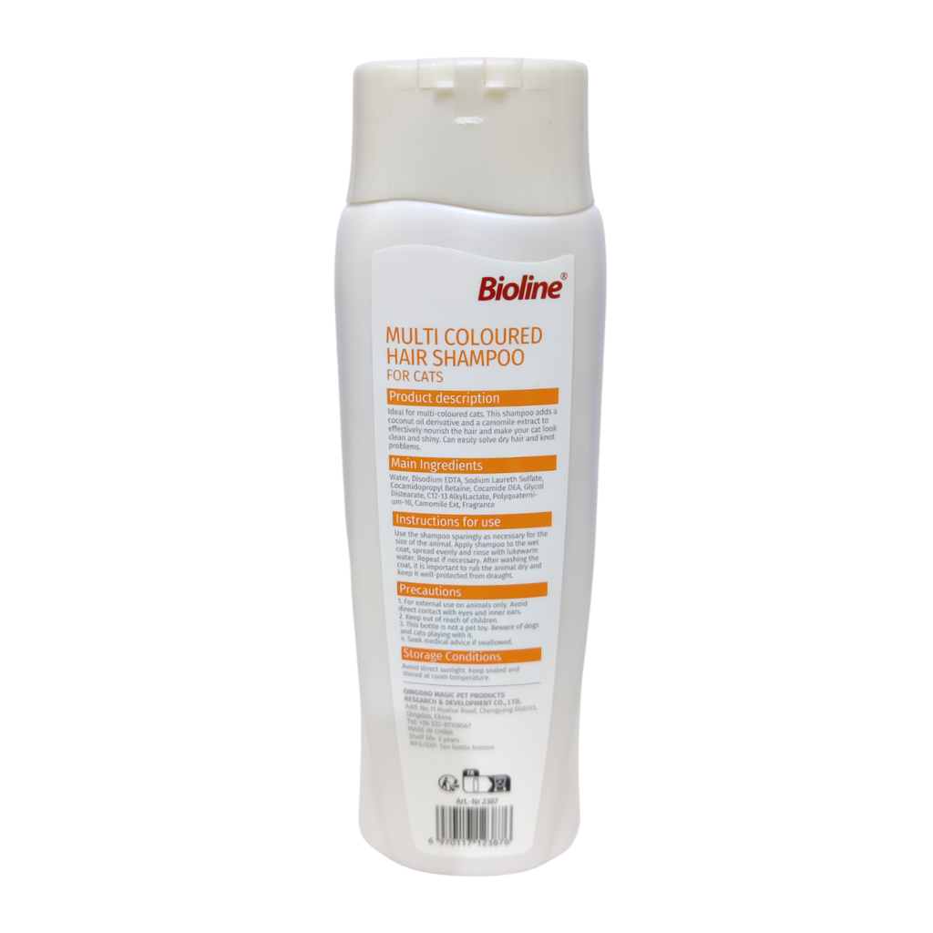 Bioline Multi Coloured Hair Shampoo For Cats 200ml