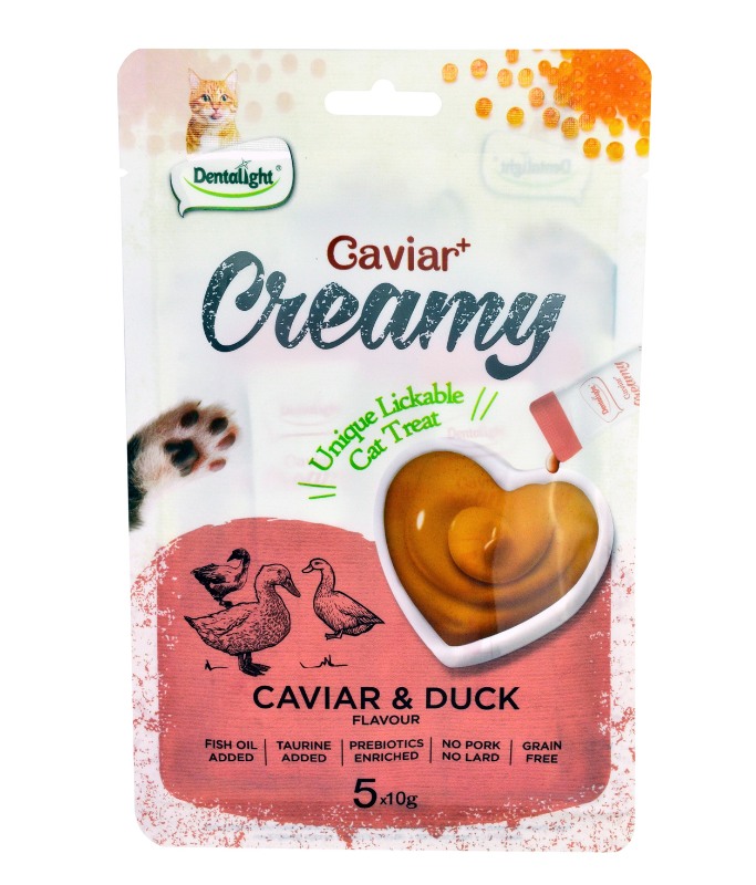Dentalight Caviar Creamy Lickable Cat Treat 5pcs x 10g (Caviar & Duck)