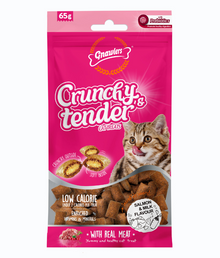 Gnawlers Crunchy & Tender Cat Treats 65g (Salmon & Milk)