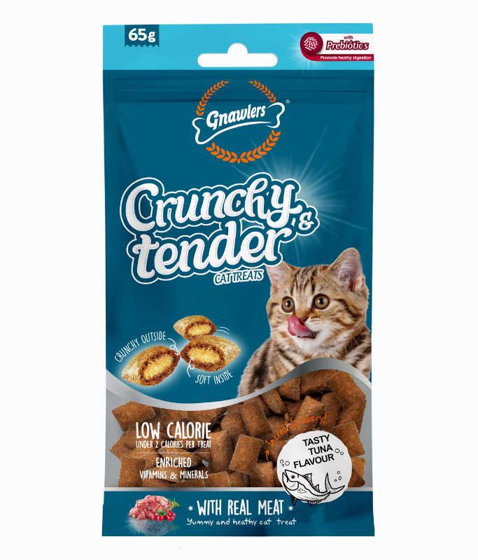 Gnawlers Crunchy & Tender Cat Treats 65g (Tuna)