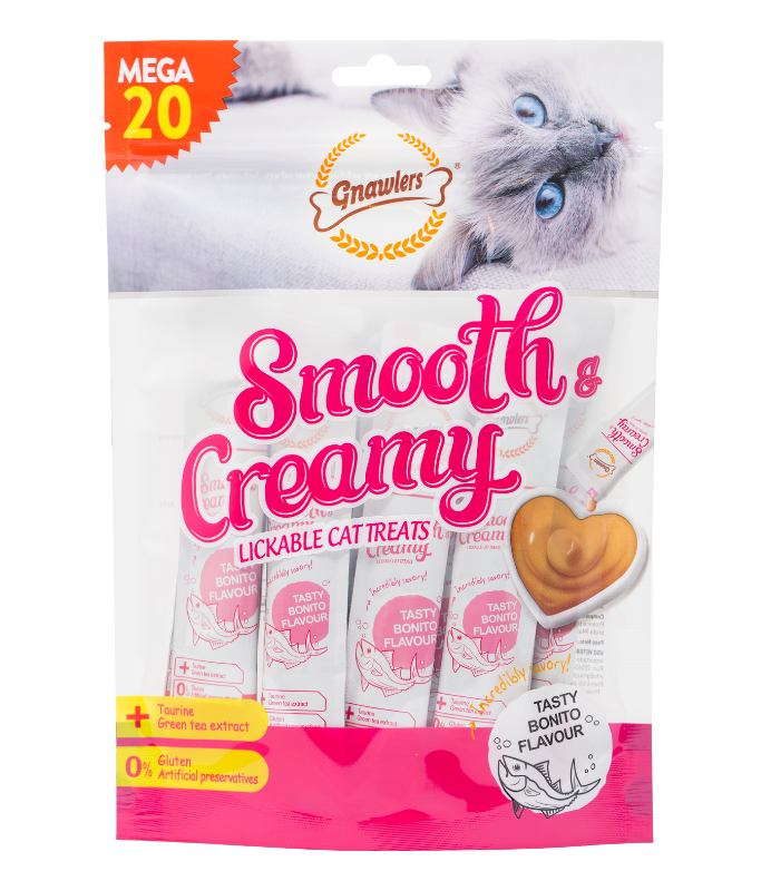 Gnawlers Smooth & Creamy Lickable Cat Treats 20pcsx15g (Bonito)