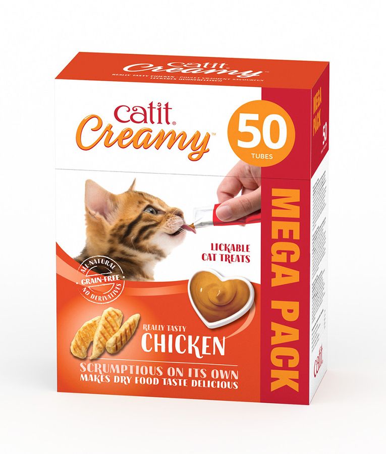Catit Creamy Treats Mega Pack Chicken, 50 tubes/box