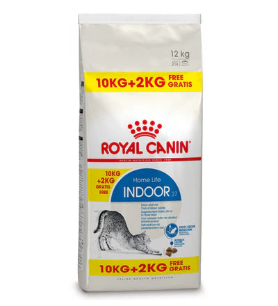 Royal Canin Indoor 27 Adult Cat Dry Food 10kg + 2kg FREE Promo Bag